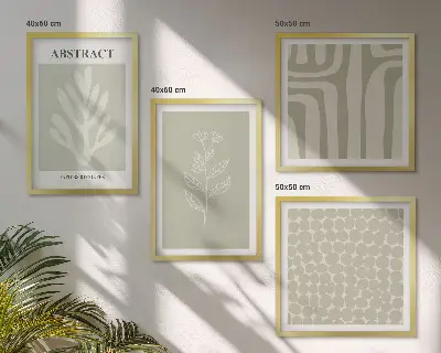 Abstracte plantpatronen set van posters met lijst