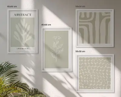 Abstracte plantpatronen set van posters met lijst