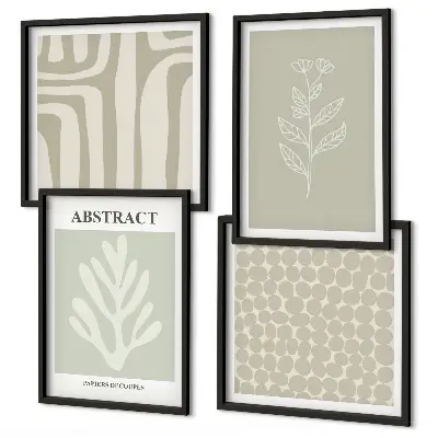 Abstracte plantpatronen set van posters met lijst