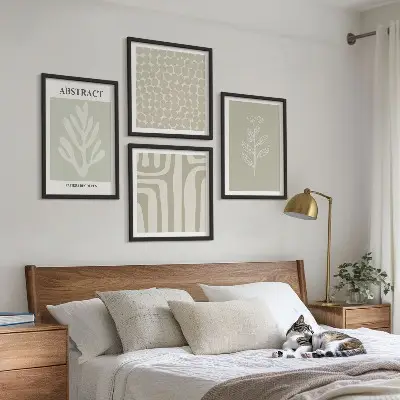 Abstracte plantpatronen set van posters met lijst