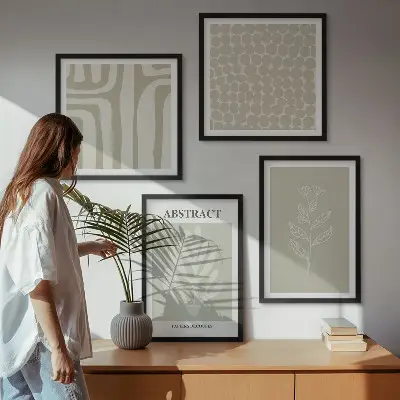 Abstracte plantpatronen set van posters met lijst