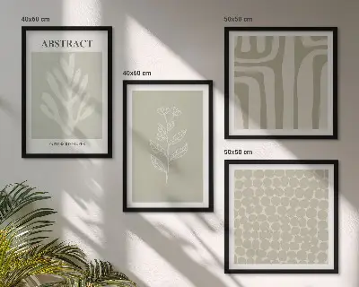 Abstracte plantpatronen set van posters met lijst