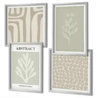 Abstracte plantpatronen set van posters met lijst