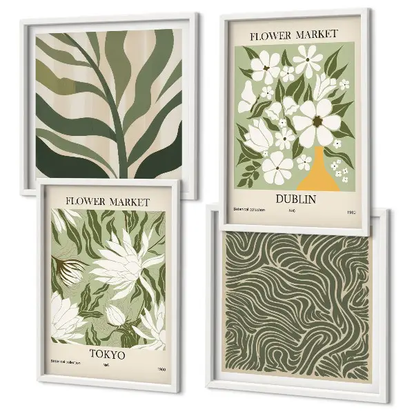 Plantenpatronen boho decoratie meerluik in lijst