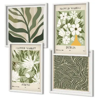 Plantenpatronen boho decoratie meerluik in lijst