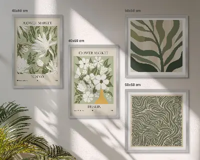 Plantenpatronen boho decoratie meerluik in lijst