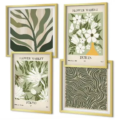 Plantenpatronen boho decoratie meerluik in lijst