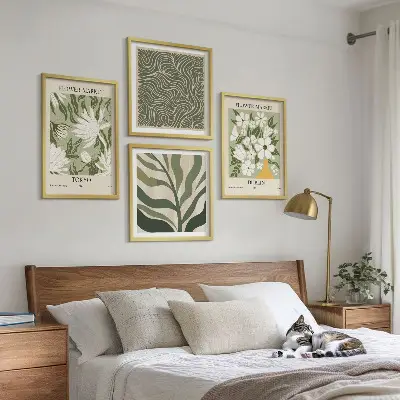 Plantenpatronen boho decoratie meerluik in lijst
