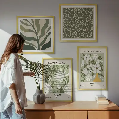Plantenpatronen boho decoratie meerluik in lijst