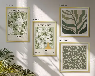 Plantenpatronen boho decoratie meerluik in lijst