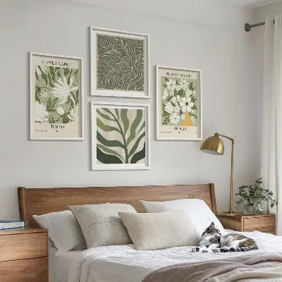 Plantenpatronen boho decoratie meerluik in lijst