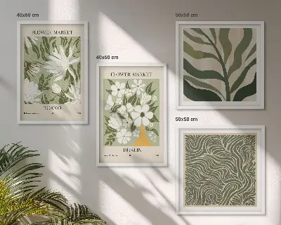 Plantenpatronen boho decoratie meerluik in lijst