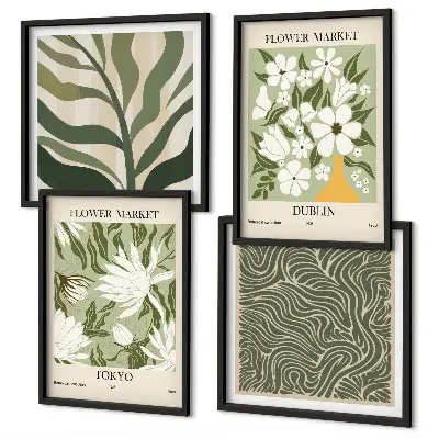Plantenpatronen boho decoratie meerluik in lijst