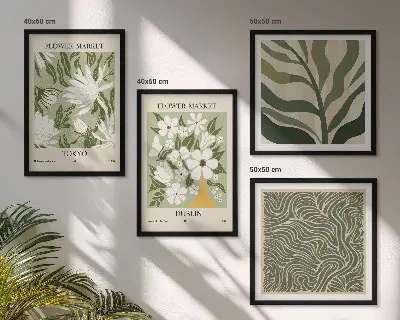 Plantenpatronen boho decoratie meerluik in lijst
