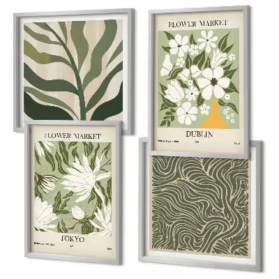 Plantenpatronen boho decoratie meerluik in lijst