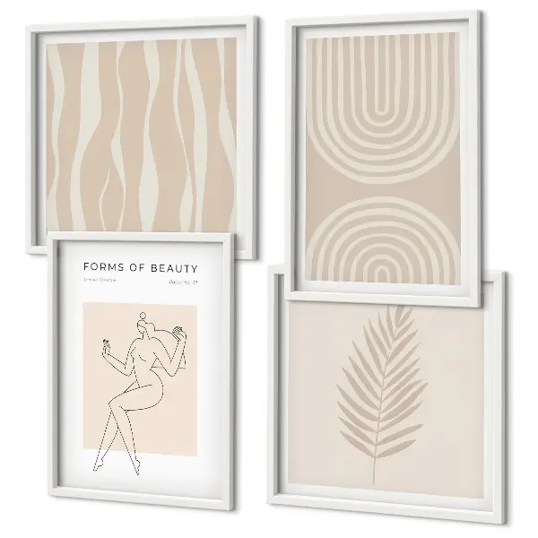 Abstracte boho-posters set inclusief lijst
