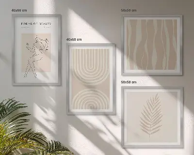 Abstracte boho-posters set inclusief lijst