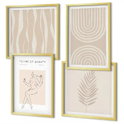 Abstracte boho-posters set inclusief lijst