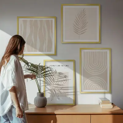 Abstracte boho-posters set inclusief lijst