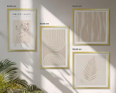 Abstracte boho-posters set inclusief lijst