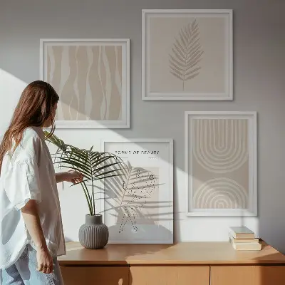 Abstracte boho-posters set inclusief lijst