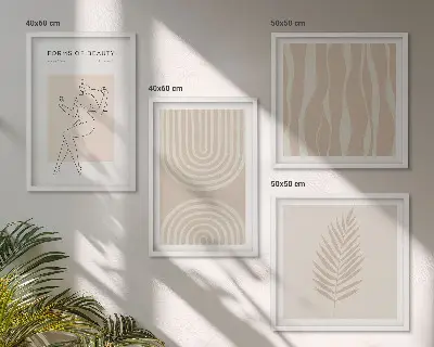 Abstracte boho-posters set inclusief lijst