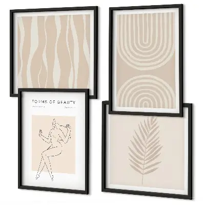 Abstracte boho-posters set inclusief lijst