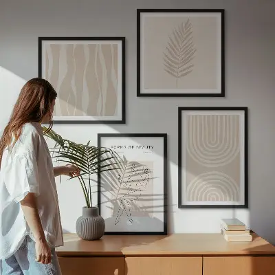 Abstracte boho-posters set inclusief lijst