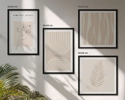 Abstracte boho-posters set inclusief lijst