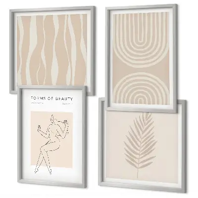 Abstracte boho-posters set inclusief lijst