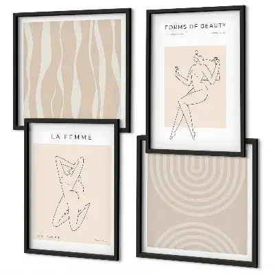 Een verzameling minimalistische vormen meerluik in lijst