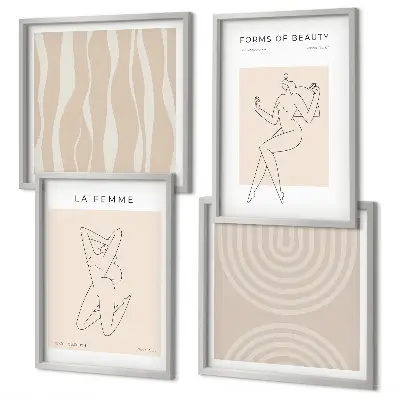 Een verzameling minimalistische vormen meerluik in lijst