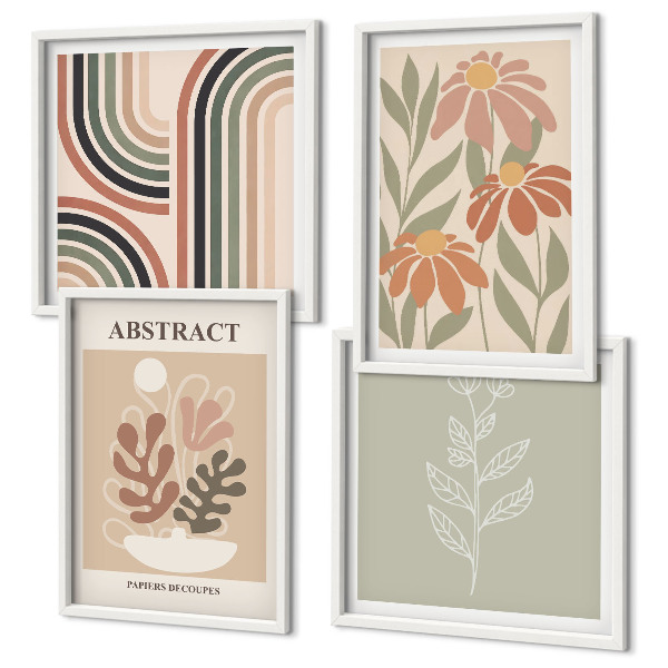 Meerluik in lijst Abstracte pastelkleurige planten