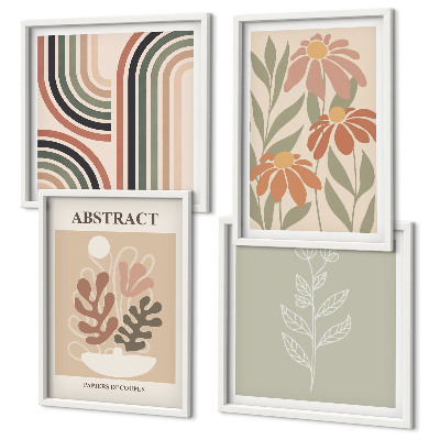 Meerluik in lijst Abstracte pastelkleurige planten
