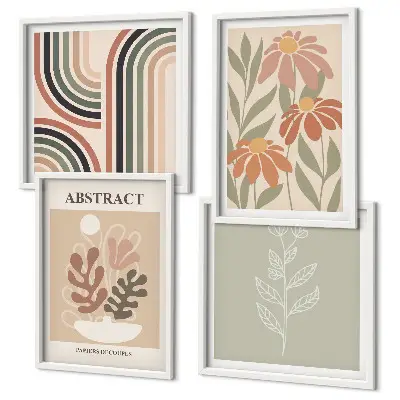 Abstracte pastelkleurige planten meerluik in lijst