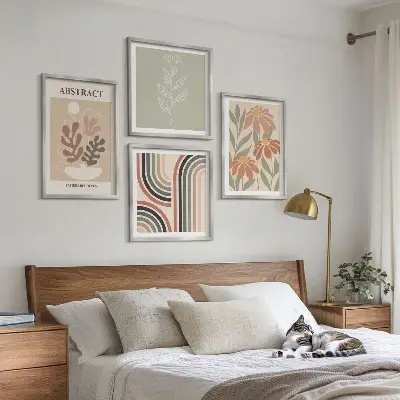 Abstracte pastelkleurige planten meerluik in lijst