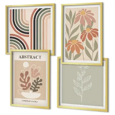 Abstracte pastelkleurige planten meerluik in lijst
