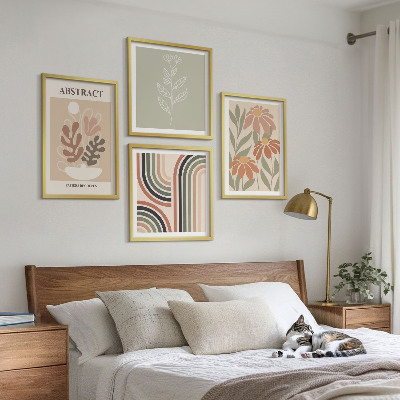 Meerluik in lijst Abstracte pastelkleurige planten