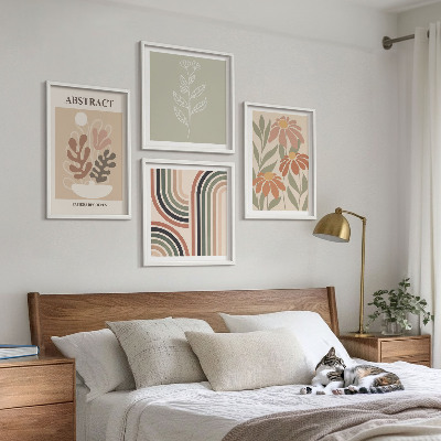 Meerluik in lijst Abstracte pastelkleurige planten