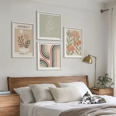 Abstracte pastelkleurige planten meerluik in lijst