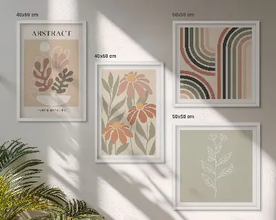 Abstracte pastelkleurige planten meerluik in lijst