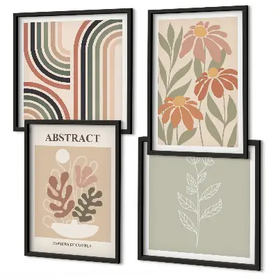 Abstracte pastelkleurige planten meerluik in lijst