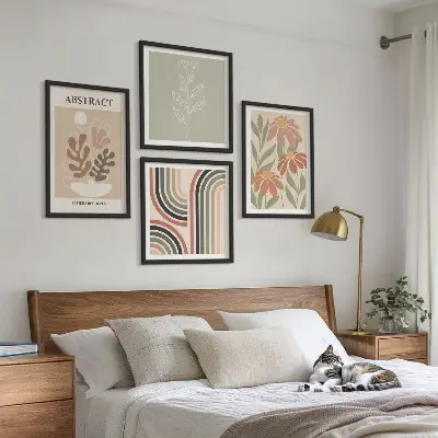 Abstracte pastelkleurige planten meerluik in lijst