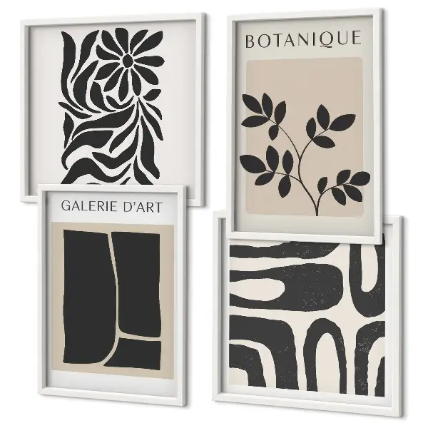 Abstracte plantpatronen set van posters met lijst