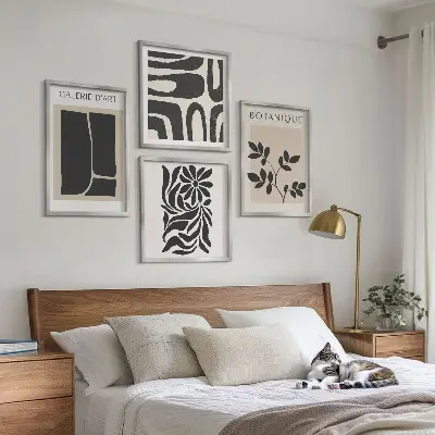 Abstracte plantpatronen set van posters met lijst