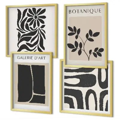 Abstracte plantpatronen set van posters met lijst