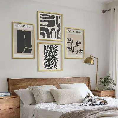 Abstracte plantpatronen set van posters met lijst