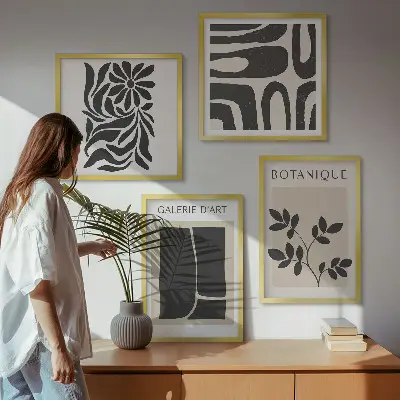 Abstracte plantpatronen set van posters met lijst