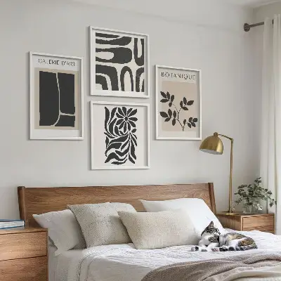 Abstracte plantpatronen set van posters met lijst