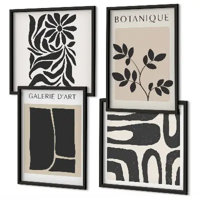Abstracte plantpatronen set van posters met lijst